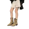 Botas Martin de gamuza para mujer, de 5 cm de tacón alto, punta fina y corte en V, 2026, de media pantorrilla, con tacón de bloque, en color caqui