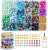 Cuentas de Vidrio Transfronterizas, Cuentas Sueltas, Kit de Materiales para Bisutería DIY de Dos Colores, Set de Pulseras, Cuentas de Vidrio Decorativas, Cuentas Pintadas