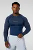 YOUNGLA Nova Roupa Fitness Treinador Esportiva Camiseta de Manga Longa Masculina Justa Alta Elasticidade Roupas de Treinamento Roupa Fitness