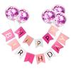 Paquete de 5 globos de lentejuelas y banderines con letras bronceadas para cumpleaños, personalizado.