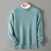 Suéter de Punto Grueso para Hombre 100% Lana Pura, Cuello Redondo, Capa Base Otoño/Invierno, Capa Base Casual de Negocios