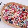 Contas Redondas Perfuradas e Não Perfuradas de Vários Tamanhos Cor AB Planas Semifuso Fundo Plano Imitação de Pérola DIY Capa de Celular Decoração para Unhas Contas de Plástico