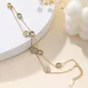 Pulsera Nueva de Acero Inoxidable Transfronteriza con Estilo Fresco, Corazón Incrustado con Diamantes Multicolor, Trébol de Cinco Hojas Geométrico Joyería de Mano, Joyería Transfronteriza para Mujeres