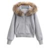 Suéter tipo cárdigan con capucha y forro polar para otoño e invierno, nuevo abrigo informal holgado de manga larga con cuello de piel americana para chica sexy