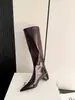Botas de Cano Alto Visualmente Altas Botas de Cano Reto Mulheres Slim Altas Salto Plataforma Oculto Nova Bota de Cavaleiro Salto Alto Francês Bico Fino 2026