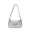 Bolsa de Design de Nicho 2025 Bolsa Feminina Nova Moda Textura Ombro Único Axila Verão Popular Trabalho Prata Transversal