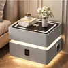 Mesita de Noche Inteligente Colgante para Dormitorio del Hogar, Gabinete de Noche de Madera Maciza, Gabinete de Almacenamiento Simple Multifuncional Minimalista Moderno de Lujo Ligero