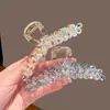 Grampo de Cabelo de Cristal Artesanal de Alta Qualidade com Design de Linha de Pesca, Presilha Premium para Cabelos Grossos, Acessório de Cabelo Feminino para a Parte de Trás da Cabeça, Novo Estilo Presilha Tubarão