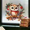 Adornos estáticos navideños de búho de dibujos animados, no necesitan pegamento, no dañan el vidrio, perfectos para decorar ventanas de la sala de estar durante las fiestas