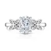 Transmisión en Vivo Más Vendido Anillo Huevo de Paloma Cortado Flor de Hielo de Piedra Preciosa de Color para Mujer Incrustado con Diamante de Alto Carbono Anillo de Mariposa Fabricante Dropshipping
