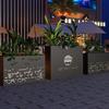 Caixa de flores de aço inoxidável para exterior caixa de luz luminosa combinação departamento de vendas restaurante divisória canteiro externo suporte de flores de ferro calha de flores