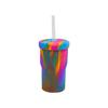 Copo de Silicone Transfronteiriço 16oz com Tampa e Canudo, Cores Sortidas, Copo de Água de Silicone de Grande Capacidade, Resistente a Altas Temperaturas, Anti-Queda, Copo que Muda de Cor