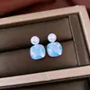 Serie Vintage Segunda Mano Chapado en Oro Real Aguja de Plata Zircón Borla Pendientes de Botón de Moda Versátiles Exagerados Pendientes