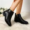 Botines de Tobillo para Mujer con Punta Fina y Tacón Grueso 2026 Nuevo Estilo Otoño/Invierno Comercio Exterior Europeo y Americano Tallas Grandes Cremallera Lateral Hebilla Botas Martin