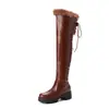 40-43 Inverno Lã Estilo Coreano Cabeça Redonda Salto Grosso Salto Alto Botas de Algodão Femininas W347