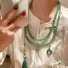 Nuevo Estilo Chino Hebilla Segura Borla Abalorios Cadena Cruzada Collar Largo Estilo Nacional Accesorios Antiguos Cheongsam de Mujer Guirnaldas Vintage