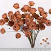 Rosas de Creme Simuladas de 3 Cabeças, Decoração de Fundo para Casamento, Arranjo de Flores para Guia de Estrada, Flores de Seda Estilo Europeu para Casamento, Flores Artificiais