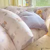 Super lindo y fresco juego de ropa de cama de algodón con dibujos animados, juego de tres piezas con sábana bajera y funda de edredón, juego de cuatro piezas para dormitorio y uso en el hogar