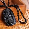 Colgante de obsidiana de imitación con diseño de dragón, marca Guan Gong, collar dominante para hombres, drenaje, pequeño regalo para amantes, collar al por mayor