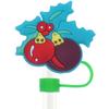 Amazon Hot Christmas Straw Cap Personalizado Soft Glue 10mm Straw Sleeve Party Straw Decorative Cap Capa de poeira