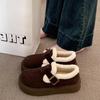 Botas de Neve com Solado Grosso para Mulheres 2025 Inverno Novo Estilo Solado Macio Forradas com Lã Espessadas Peludas Quentes Sapatos Birkenstock Sapatos de Algodão Mocassins