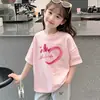 Camiseta de Manga Corta de Verano para Niñas 2026 Nueva Moda Top de Media Manga Infantil Atuendo de Verano para Niñas Camiseta Moderna de Algodón Puro