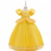 Cinderela Puff Sleeve Dress Belle Princess Vestido Infantil Puff Vestido Beleza e Fera Vestido