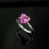 Anillo para Mujer de Plata S925 con Forma de Corazón y Diamante Rosa Sencillo Solitario Estilo Girly con Piedras Preciosas de Colores Directo de la Fábrica Fuente
