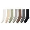 Calcetines de compresión para pantorrillas de algodón puro para mujer, calcetines adelgazantes de presión ligera para pantorrillas, delgados estilo JK blancos, adecuados para combinar con zapatos de cuero pequeños, calcetines de media caña de primavera y otoño
