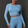 Traje Transfronterizo para Mujer Mayor Deportes al Aire Libre Correr Fitness Ajustado Desnudo Protector de Mano Sexy Delgado Yoga Mangas Largas