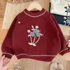 Otoño e Invierno Colocación Navideña Niñas Suéter Cuello Alto de Bola Coreano Hecho a Mano Lindo Conjunto de Vestido Tutú para Niñita