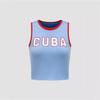 Cross-border europeu e americano curto slim-fit carta azul top y2k colete de verão feminino umbigo roupas sexy