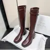 Botas Altas de Tacón Alto con Punta Cuadrada Retro 2026 Otoño/Invierno Adelgazantes para Piernas Aumentadoras de Altura Piel Suave Botas Altas Versátiles para el Trabajo Botas Adelgazantes