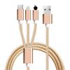 Cabo de Dados Trançado de Nylon Um-Para-Três Cabo de Carregamento para Celular Três-Em-Um Carregamento Rápido 3A Adequado para Apple Android Type