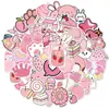 50 Adesivos Novos de Desenho Animado Rosa para Meninas, Grafite para Malas, Guitarras e Skateboards, À Prova d'Água e Sem Cola Residual para Fazer Adesivos