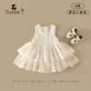 Vestido de Niña Verano Nuevo Estilo Bebé y Niño Pequeño Clase a Vestido de Princesa Transpirable Sin Mangas Vestido Chaleco de Cumpleaños para Bebés Niñas