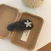 Pinza para el Cabello de Peluche Beige con Copo de Nieve de Pedrería Dulce de Otoño e Invierno para Mujer, Pinza BB para Flequillo de la Frente, Pinza para Flequillo Lateral, Pasador Lateral