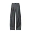 Primavera Otoño Invierno Silueta Línea A 3D Plisados Micro-acampanados Pantalones Estilo Occidental Unisex Corte Holgado Casual Versátil Modernos Pantalones de Pierna Ancha