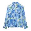 Camisa Feminina de Cetim Casual Estampada de Flores com Manga Longa para Primavera Estilo Europeu e Americano Casual Gola Lapela de Botão Único Transfronteiriça