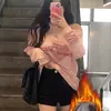 Shorts de traje negros para mujer para otoño e invierno, forrados de polar, de cintura alta, adelgazantes, elásticos, de línea A, estilo "sin parte de abajo", leggings