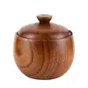 Pote de Condimento Estilo Japonês Garrafa de Condimento Criativa Caixa de Temperos Madeira Vintage Madeira Maciça Pote de Sal com Tampa Pote de Condimento Utensílios de Cozinha