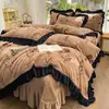Novo conjunto de cama de quatro peças acolchoado estilo coreano em veludo de leite 2026
