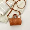 Bolso Casual de Color Puro para Niños Estilo Coreano Moderno Acolchado Mini Bolso Barril 2025 Nuevo Exportación Bolso de Mano para Bebé