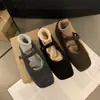 Zapatos de felpa Mary Jane retro para mujer, nuevo modelo otoño 2026, mocasines planos para exteriores, zapatos de invierno cálidos