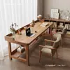 Escritorio doble de madera maciza, mesa larga apoyada en la pared, diseño simple y moderno, adecuado para uso doméstico, escritorio de estudio para estudiantes, escritorio de escritura y escritorio de computadora para oficina