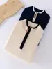 Suéter de Punto para Niños 2026 Otoño/Invierno Nuevo de Lana Pura con Cuello Alto y Media Cremallera con Diseño Incrustado y Bloque de Color Manga Larga