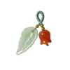 Piedra Natural Tallada Flor Hojas Espiga Pequeña Diy Hecho a Mano Pequeños Accesorios Deslizantes Anillo de Tracción Pulsera Colgante Productos Semi-acabados