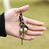 Punk fábrica direta homens vintage cowhide chaveiro liga chave pingente punk couro chaveiro