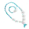 Cadena Transfronteriza Más Vendida Collar de Dibujos Animados para Niños Collar de Perlas con Cola de Pez de Sirena Dulce Set de Pulseras de Princesa Lindo