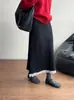 Falda con Adorno de Encaje para Mujer, Nuevo Estilo Otoño/Invierno 2026, Elegante Falda de Punto, Falda que Cubre la Cadera, Falda de Cintura Alta en Línea A